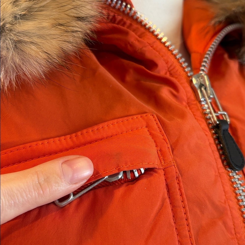 Vintage Ralph Lauren Orange Down Puffer with Coyote Fur Trim size Small *As-Is* - Picture 6 of 15